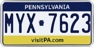 PA license plate MYX7623