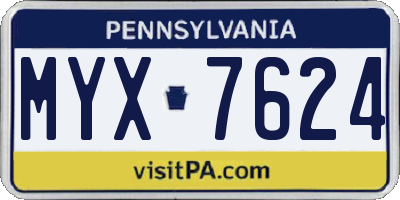 PA license plate MYX7624