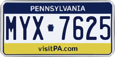 PA license plate MYX7625