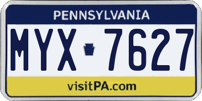 PA license plate MYX7627