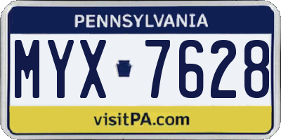 PA license plate MYX7628