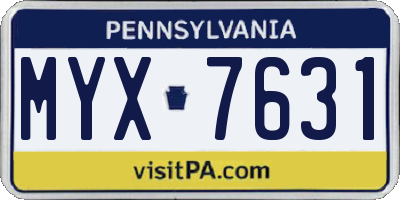 PA license plate MYX7631