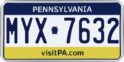 PA license plate MYX7632