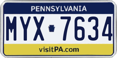 PA license plate MYX7634