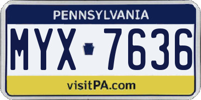 PA license plate MYX7636