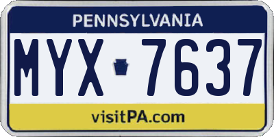 PA license plate MYX7637