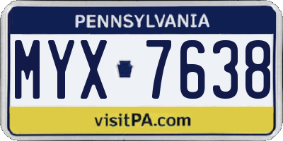 PA license plate MYX7638