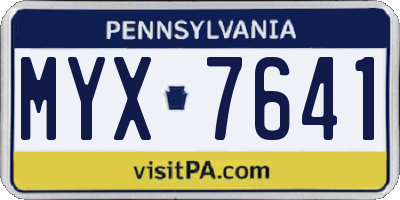 PA license plate MYX7641