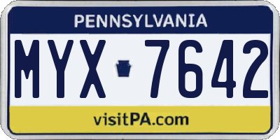 PA license plate MYX7642