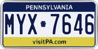PA license plate MYX7646