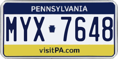PA license plate MYX7648