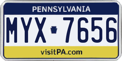 PA license plate MYX7656