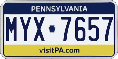 PA license plate MYX7657
