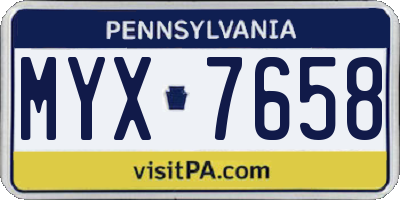 PA license plate MYX7658