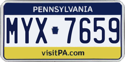PA license plate MYX7659