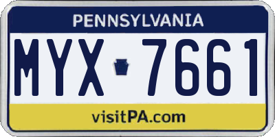 PA license plate MYX7661