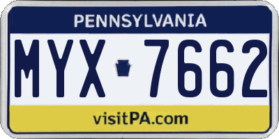 PA license plate MYX7662