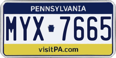 PA license plate MYX7665