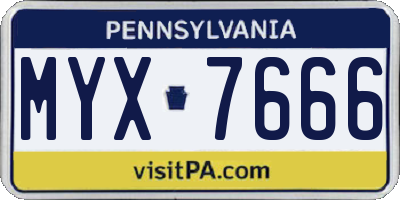 PA license plate MYX7666