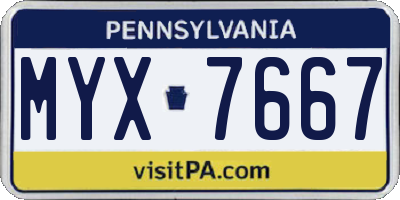 PA license plate MYX7667