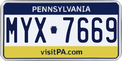 PA license plate MYX7669