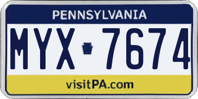 PA license plate MYX7674