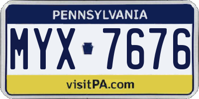 PA license plate MYX7676