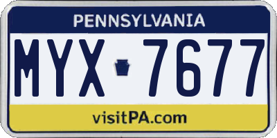 PA license plate MYX7677