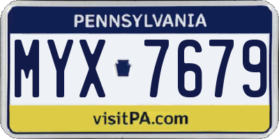 PA license plate MYX7679