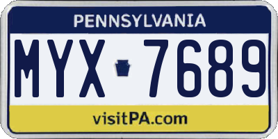 PA license plate MYX7689