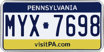 PA license plate MYX7698