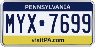 PA license plate MYX7699