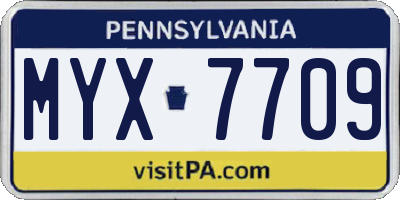 PA license plate MYX7709