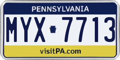 PA license plate MYX7713