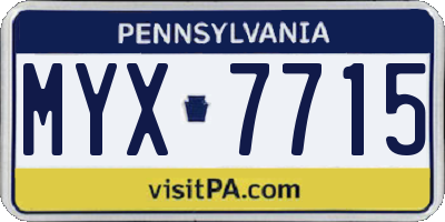 PA license plate MYX7715