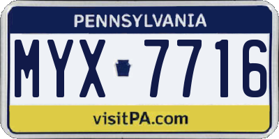 PA license plate MYX7716