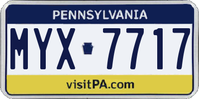 PA license plate MYX7717