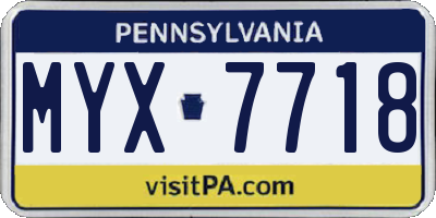 PA license plate MYX7718