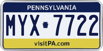 PA license plate MYX7722