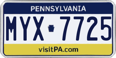 PA license plate MYX7725