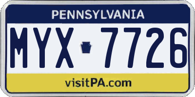 PA license plate MYX7726