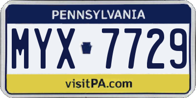 PA license plate MYX7729