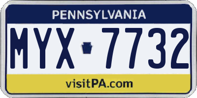PA license plate MYX7732