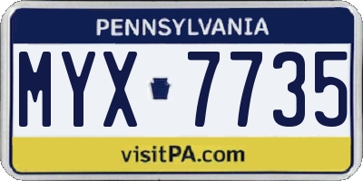 PA license plate MYX7735