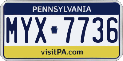PA license plate MYX7736