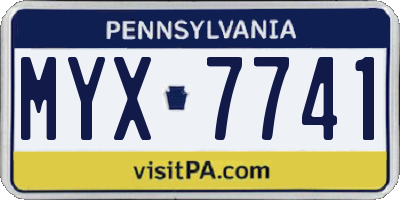 PA license plate MYX7741