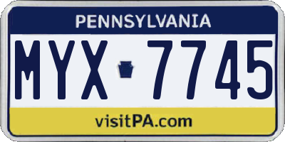 PA license plate MYX7745