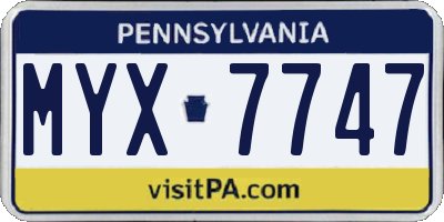 PA license plate MYX7747