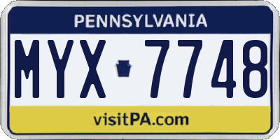 PA license plate MYX7748