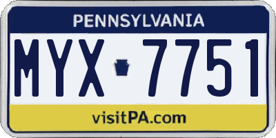 PA license plate MYX7751